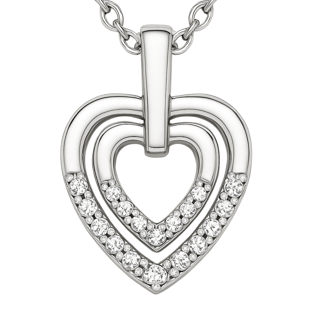 Collier Cœurs Entrelacés en Argent 925 Rhodié & Zirconium