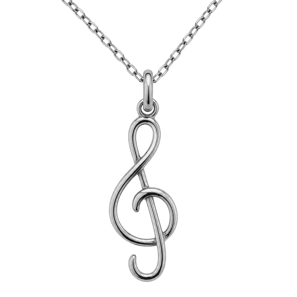 Collier Clé de Sol en Argent 925 Rhodié – Mixte