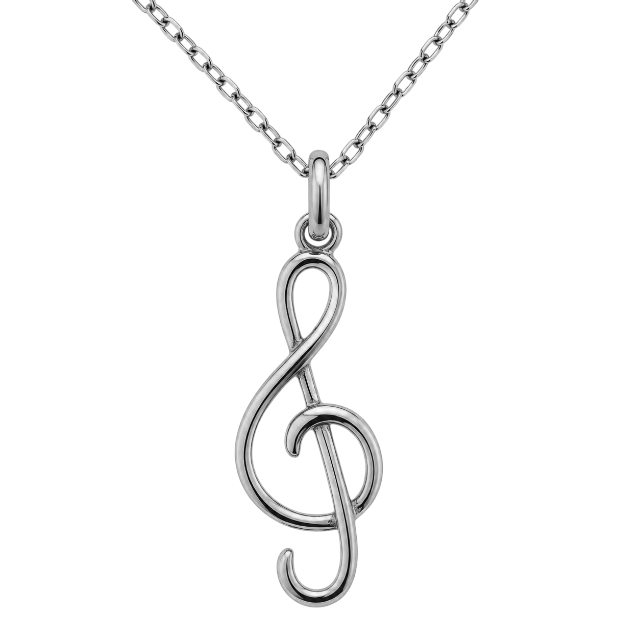 Collier Clé de Sol en Argent 925 Rhodié – Mixte
