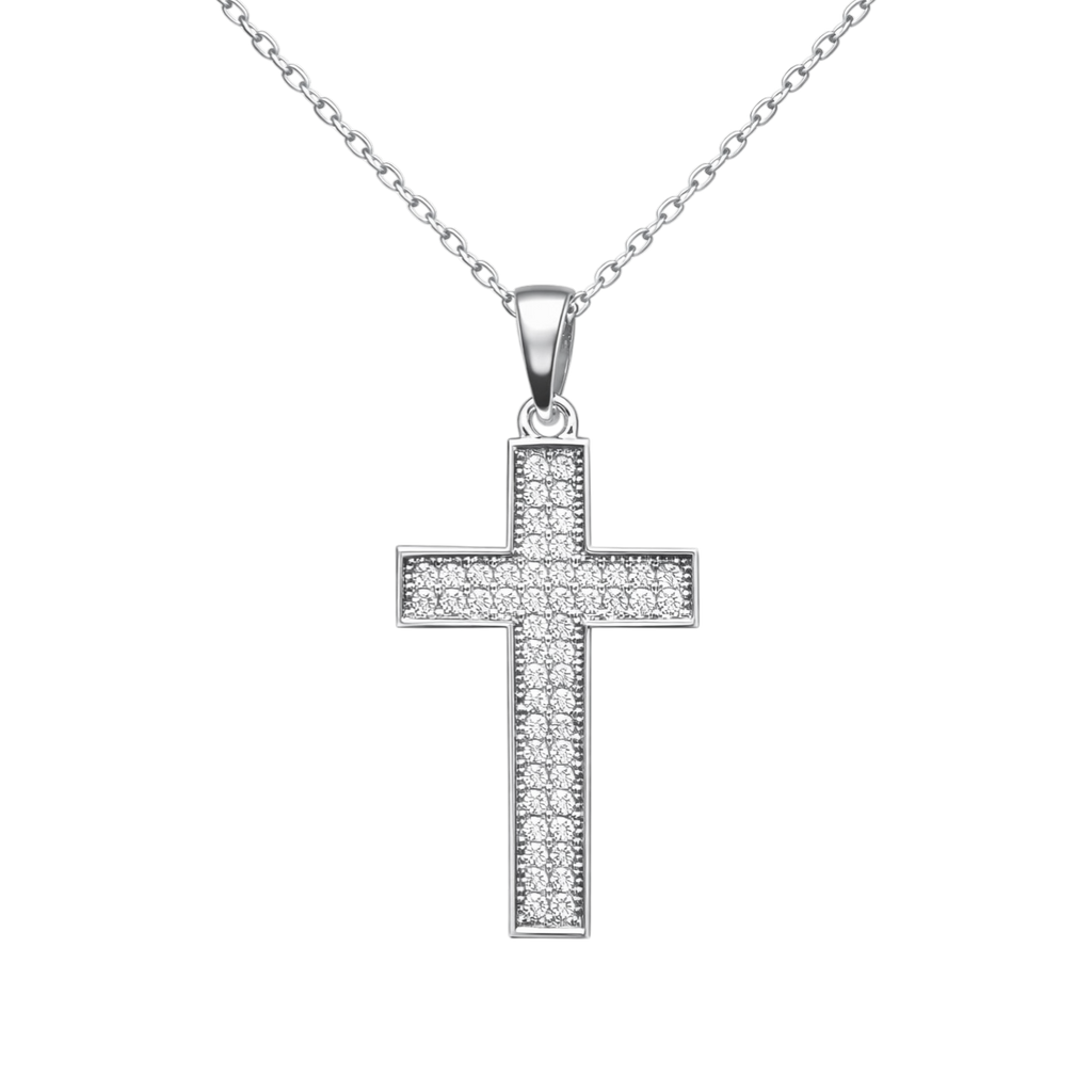 Collier Croix Orinae – Argent 925 Rhodié & Zirconium Microserti