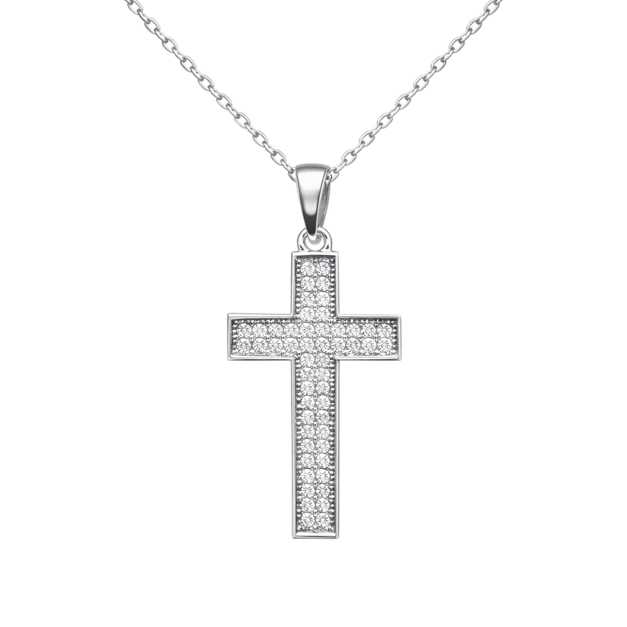 Collier Croix Orinae – Argent 925 Rhodié & Zirconium Microserti