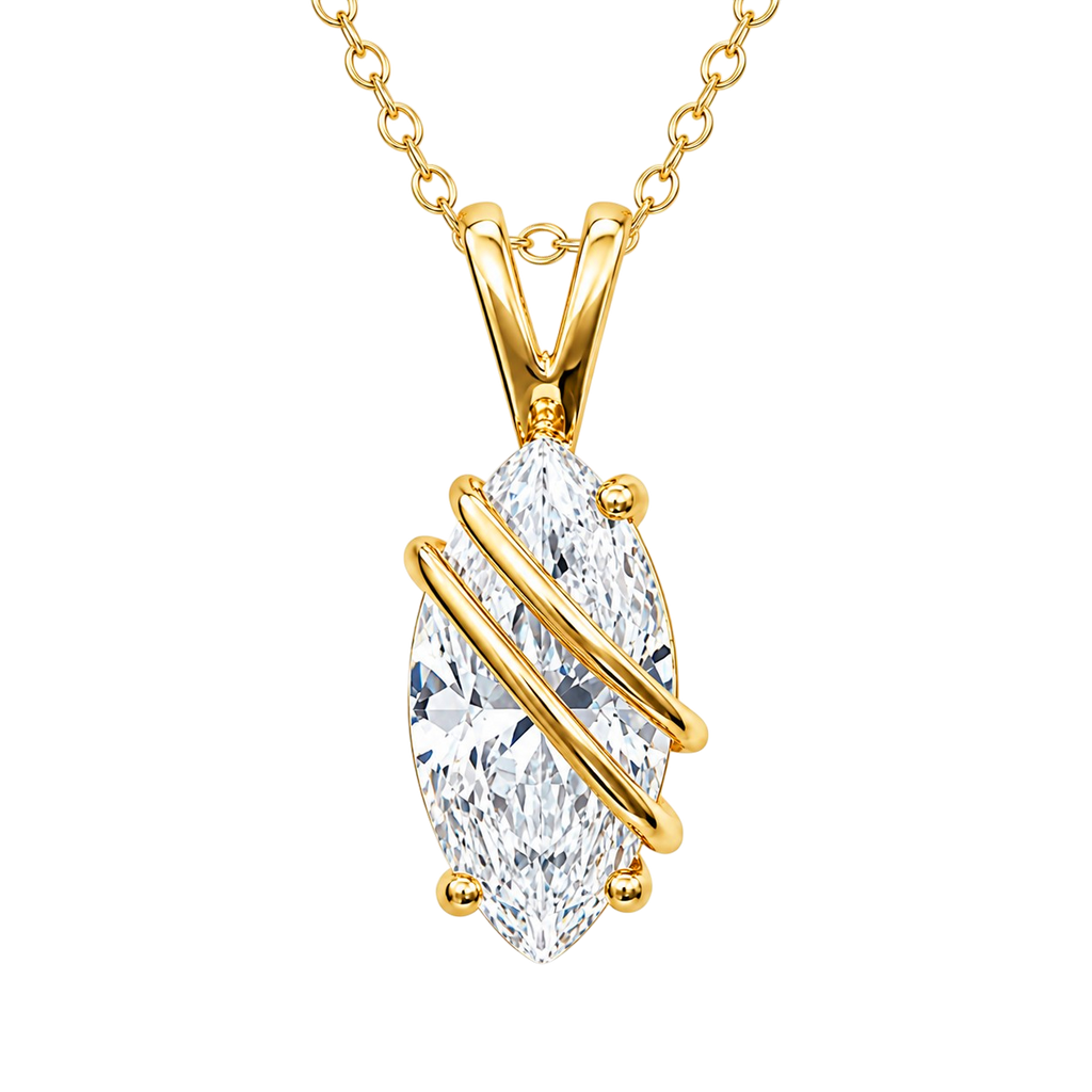 Collier Élégance Marquise – Plaqué Or Jaune 18 Carats & Zirconium