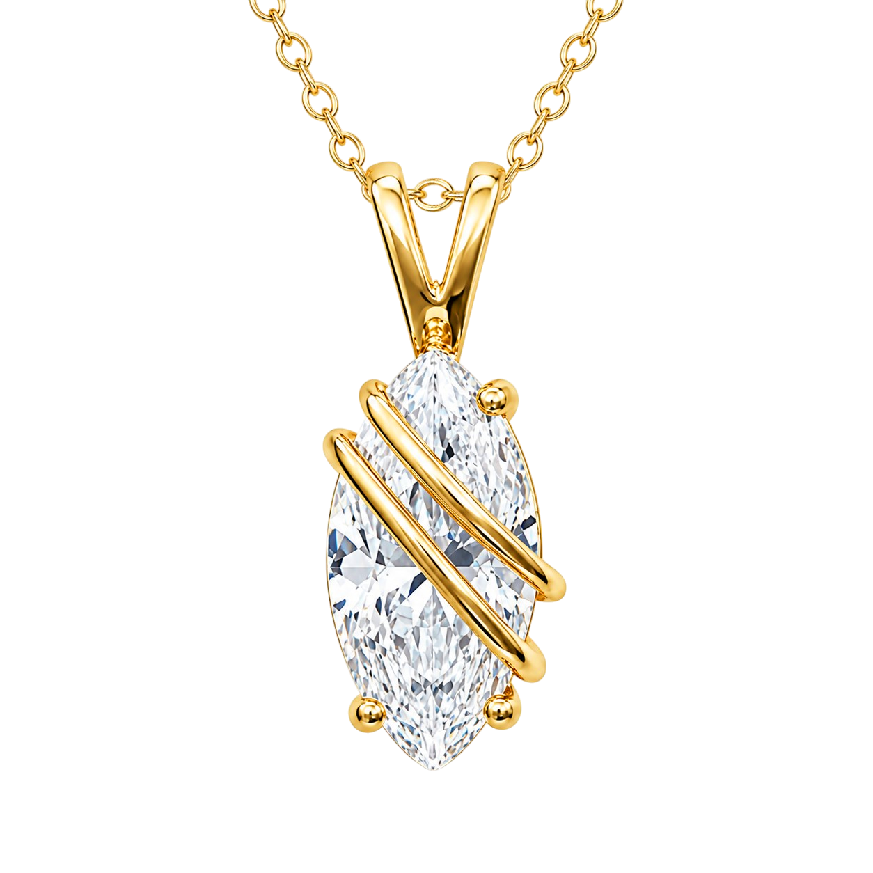 Collier Élégance Marquise – Plaqué Or Jaune 18 Carats & Zirconium