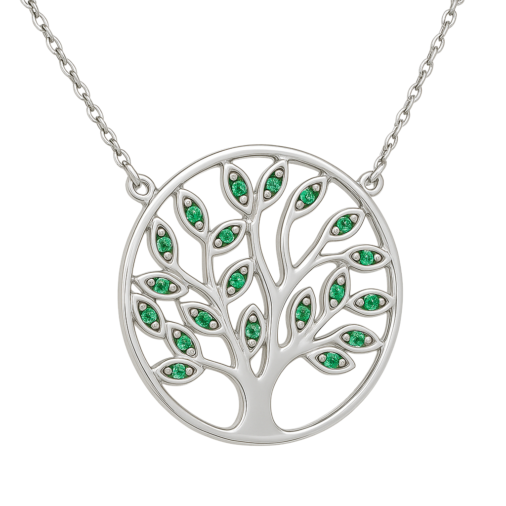 Collier Grand Arbre de Vie en Argent 925 Rhodié