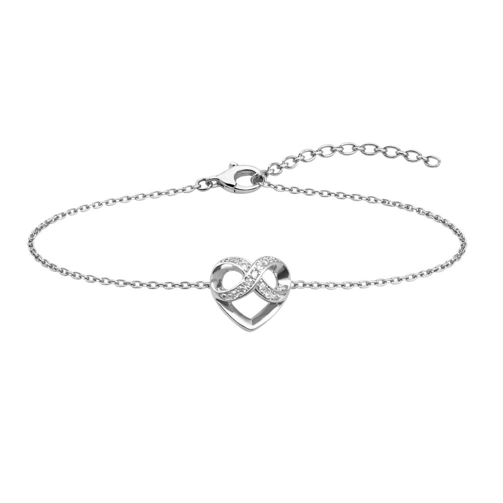 Bracelet Cœur Infini en Argent 925 & Zirconium