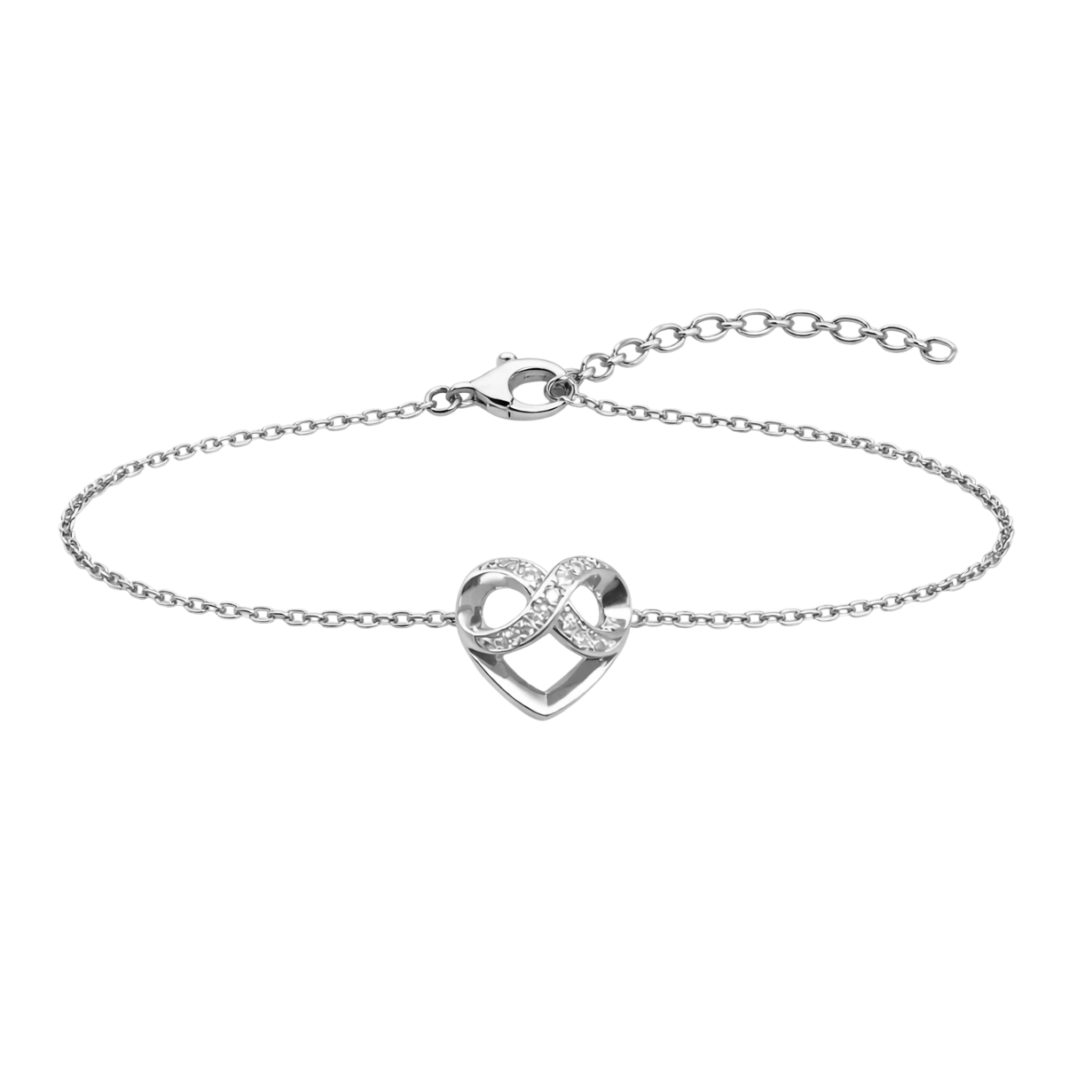 Bracelet Cœur Infini en Argent 925 & Zirconium