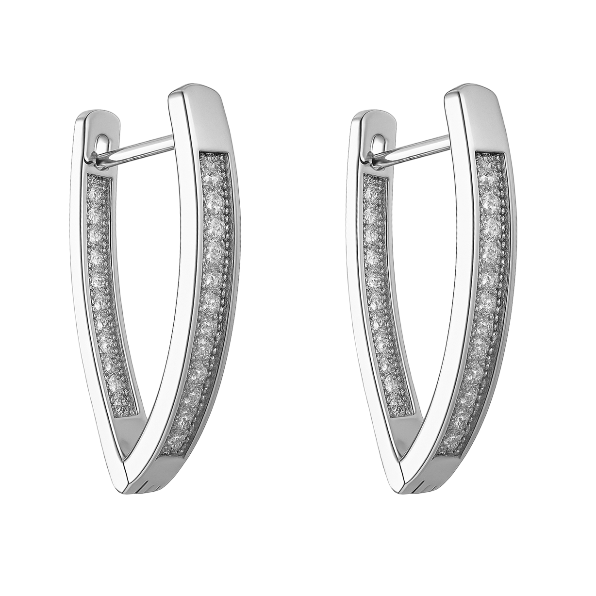 Boucles d’Oreilles en Argent Rhodié & Zirconium Blanc – Élégance Intemporelle