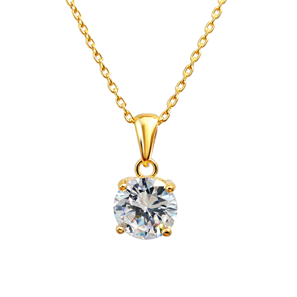 Collier Solitaire Zirconium – Plaqué Or 18 Carats