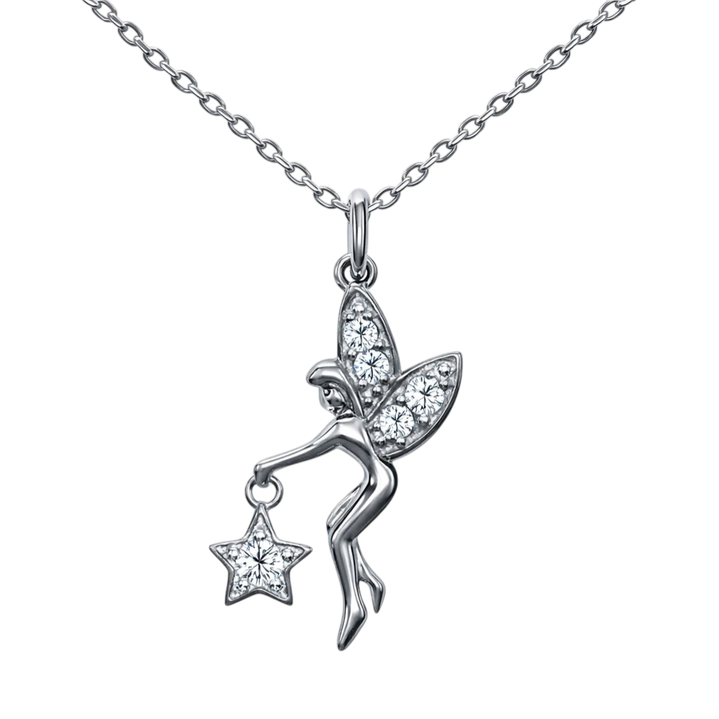 Collier Fée Étoile – Argent 925 Rhodié & Zirconium