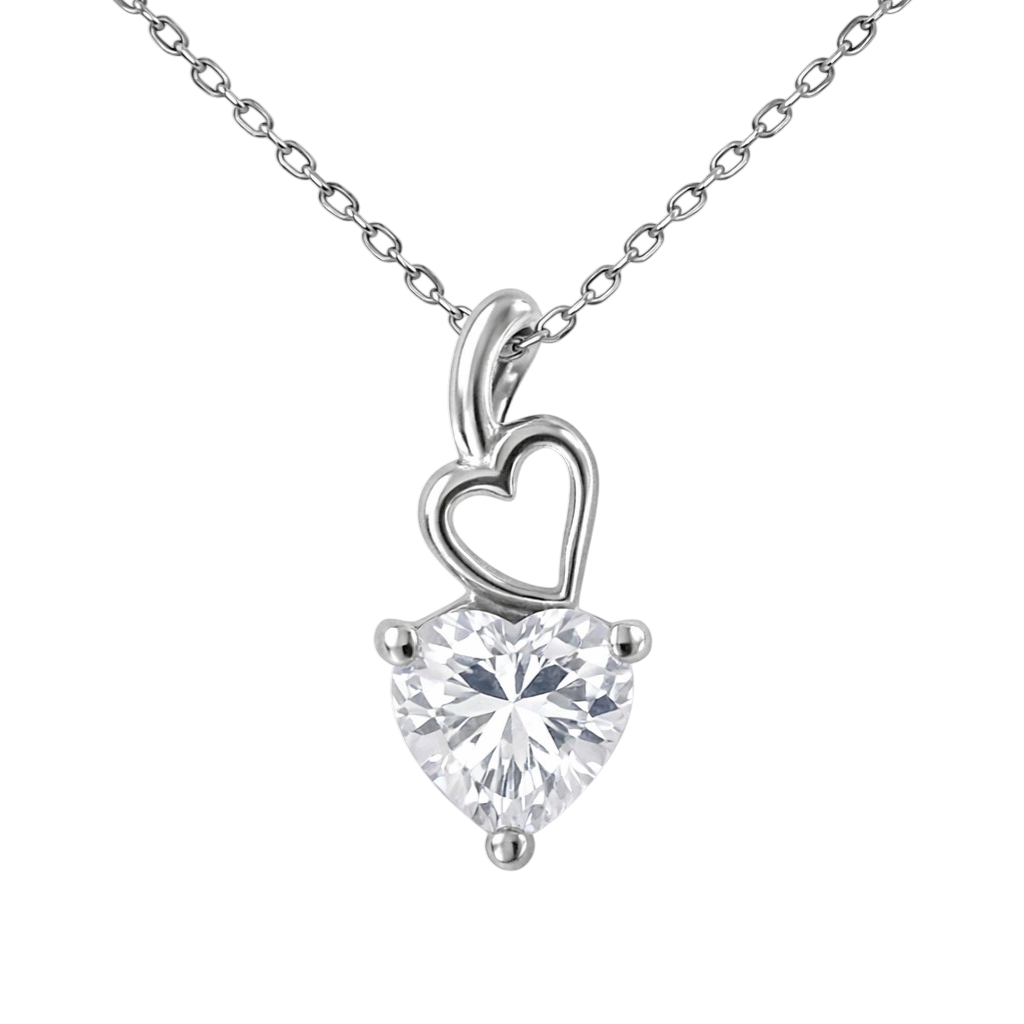Collier Cœur Brillant – Argent 925 & Zirconium