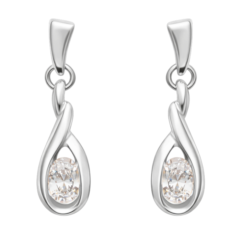 Boucles d’oreilles Argent 925 Rhodié & Zirconium – Élégance Intemporelle