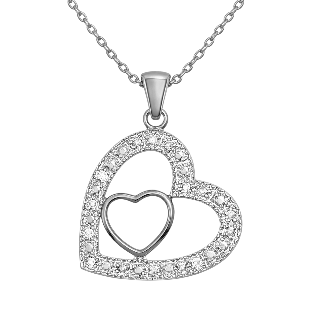 Collier Cœur Entrelacé – Argent 925 & Zirconiums