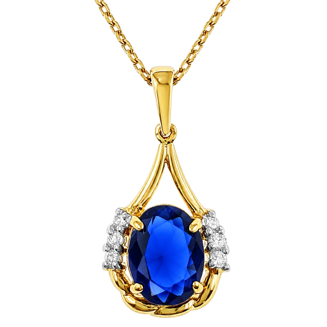 Collier Saphira Bleu – Plaqué Or Jaune 18 Carats
