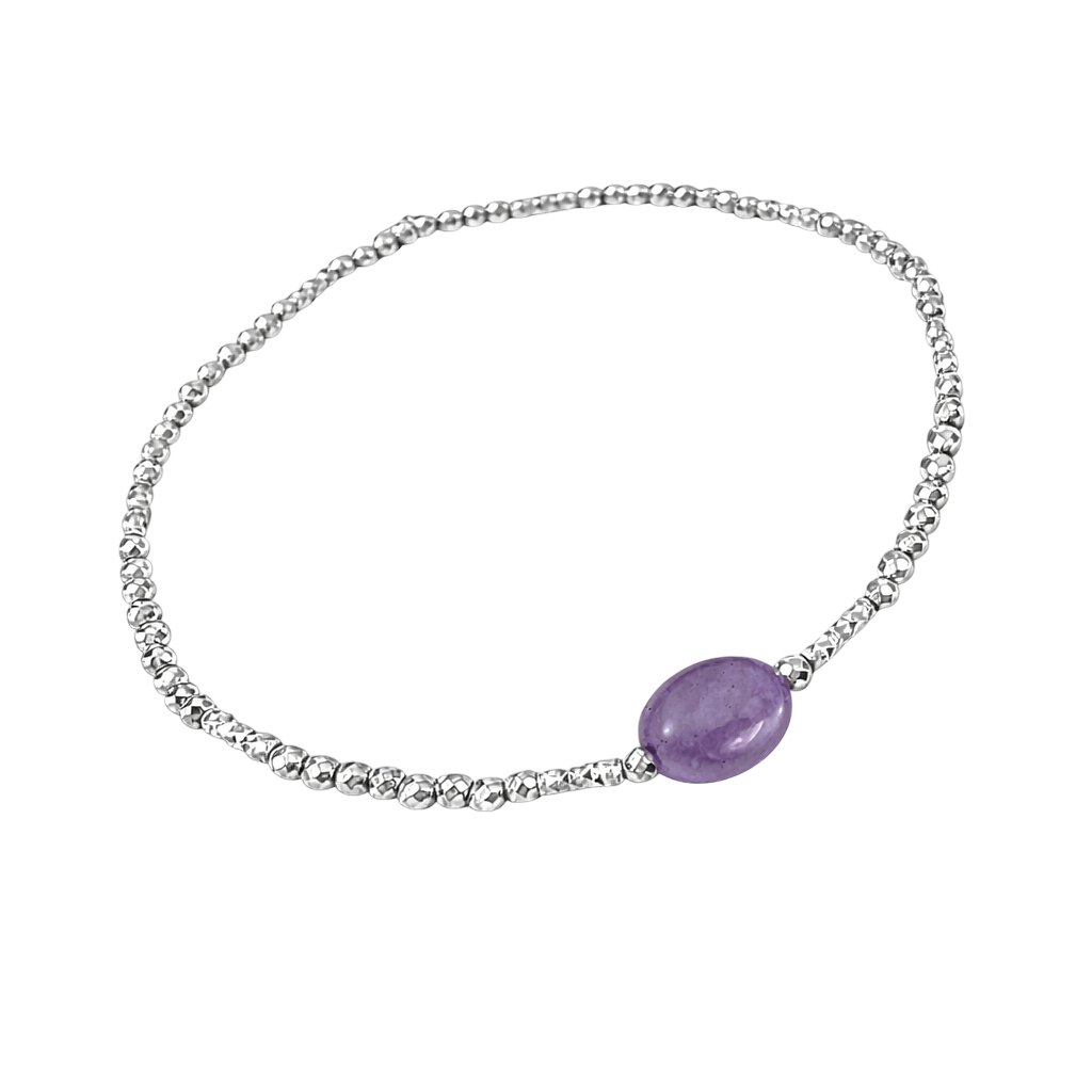 Bracelet en Argent 925 Rhodié & Améthyste