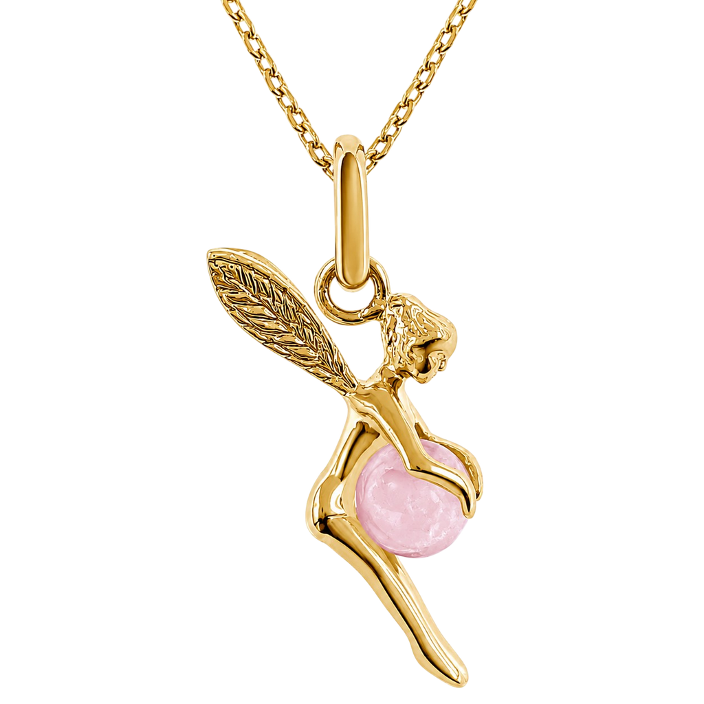 Collier Fée Quartz Rose – Plaqué Or Jaune 18 Carats