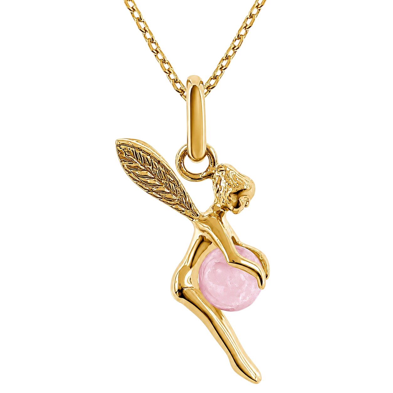Collier Fée Quartz Rose – Plaqué Or Jaune 18 Carats