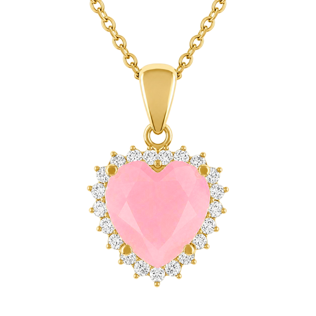 Collier Cœur Rose – Plaqué Or Jaune 18 Carats
