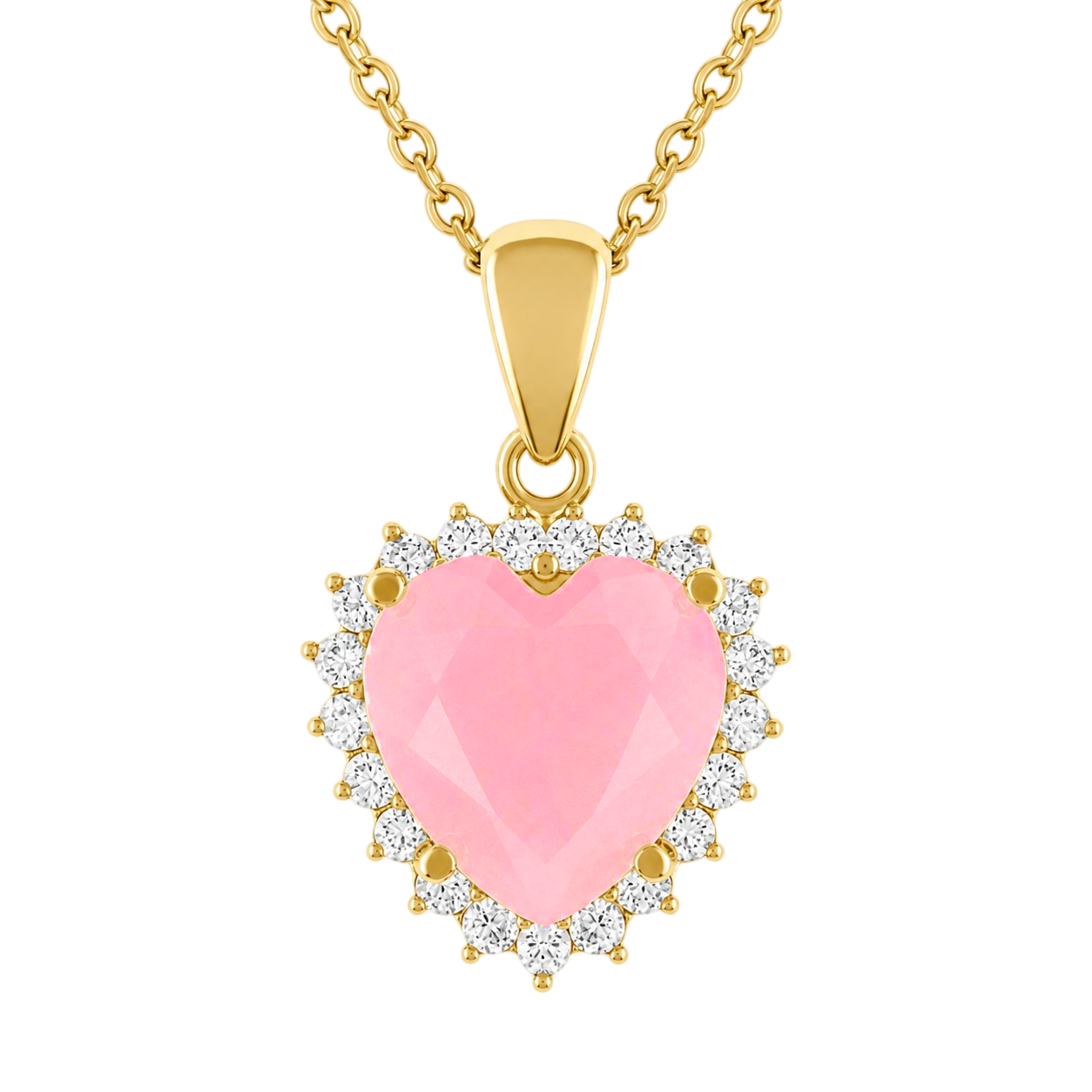 Collier Cœur Rose – Plaqué Or Jaune 18 Carats