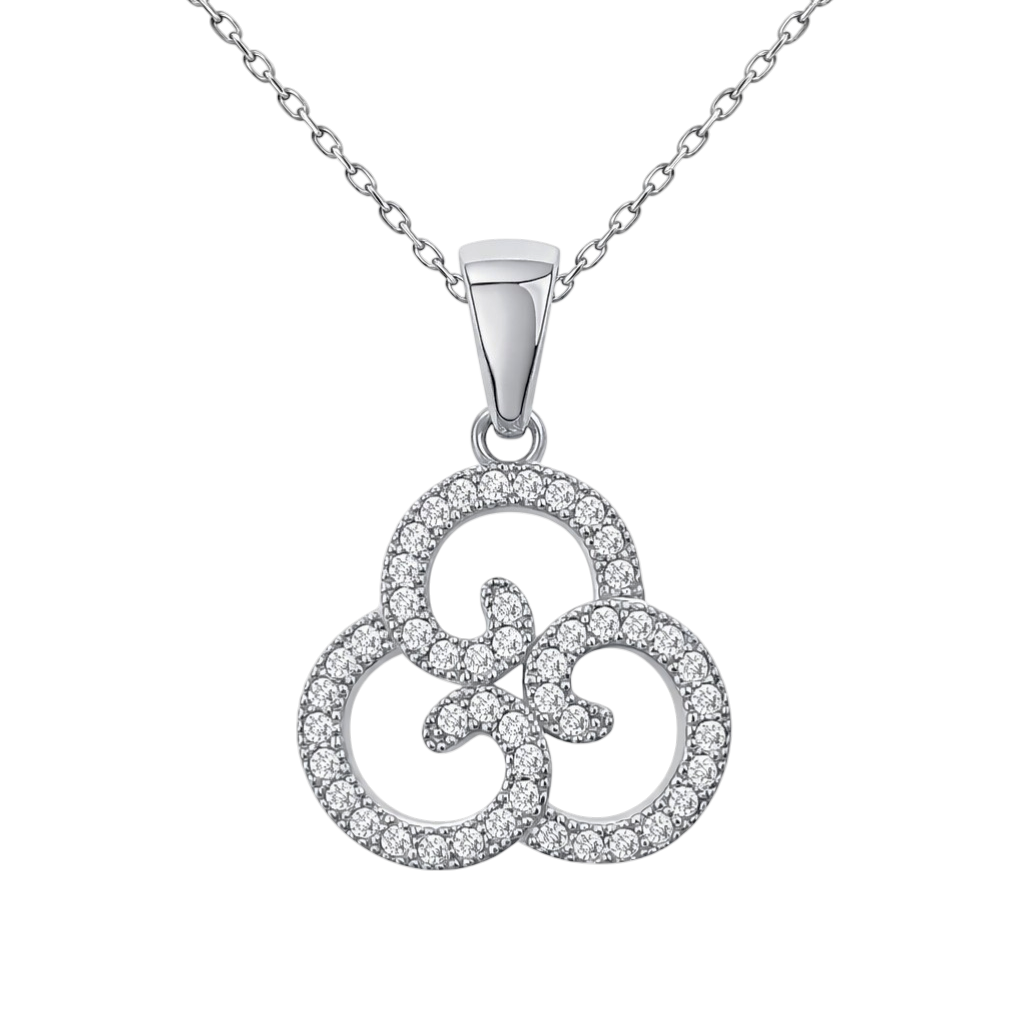 Collier Motif Celtique – Argent 925 Rhodié & Zirconium