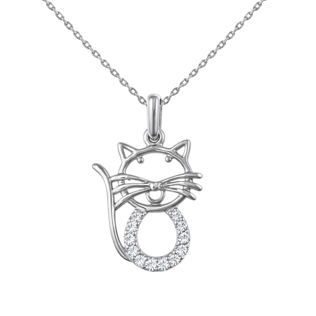 Collier Chat Élégance – Argent 925 Rhodié & Zirconiums