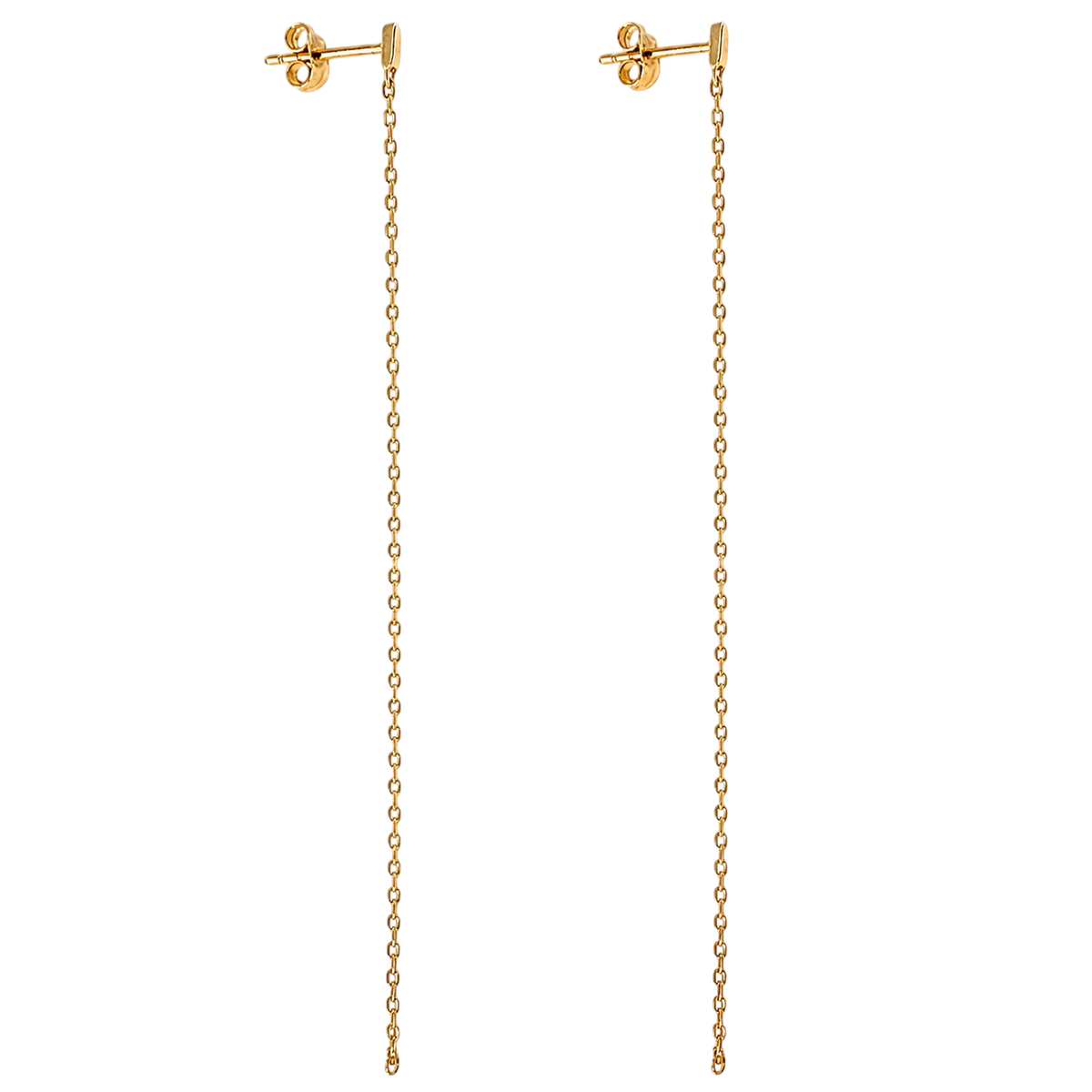 Boucles d’oreilles pendantes chaîne maille forçat – Plaqué or 18 carats