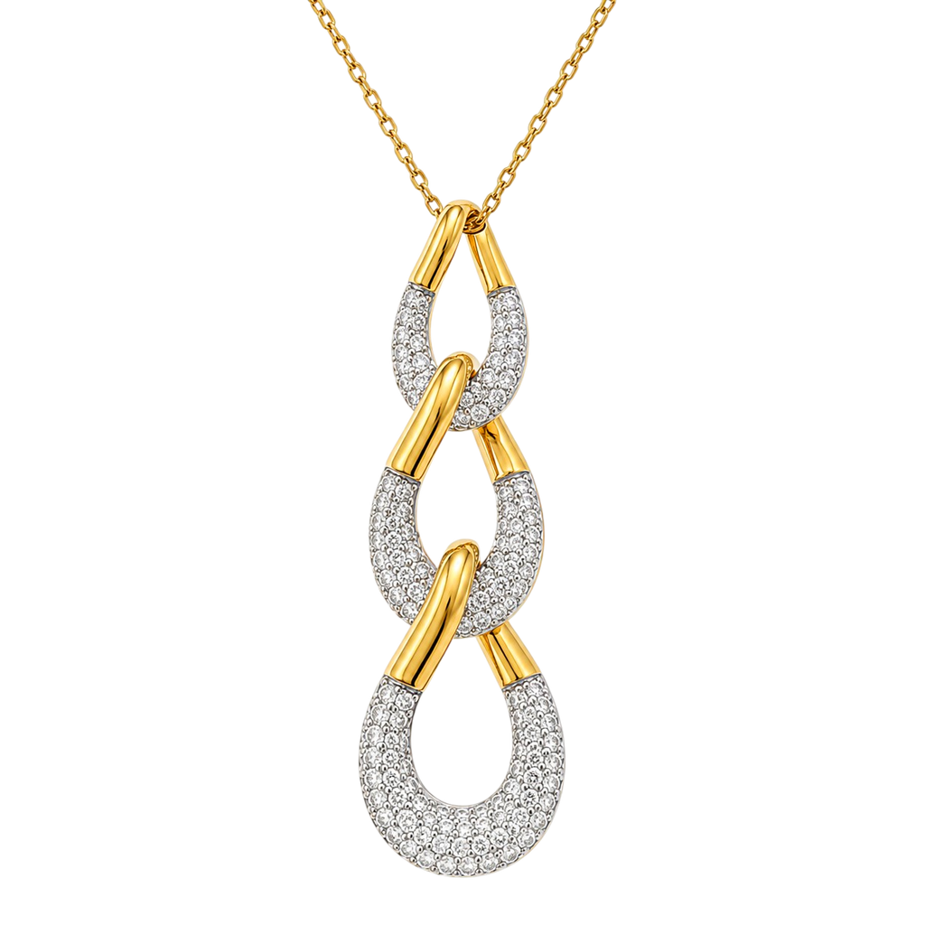 Collier Maillons Entrelacés Zirconium – Plaqué Or 18 Carats