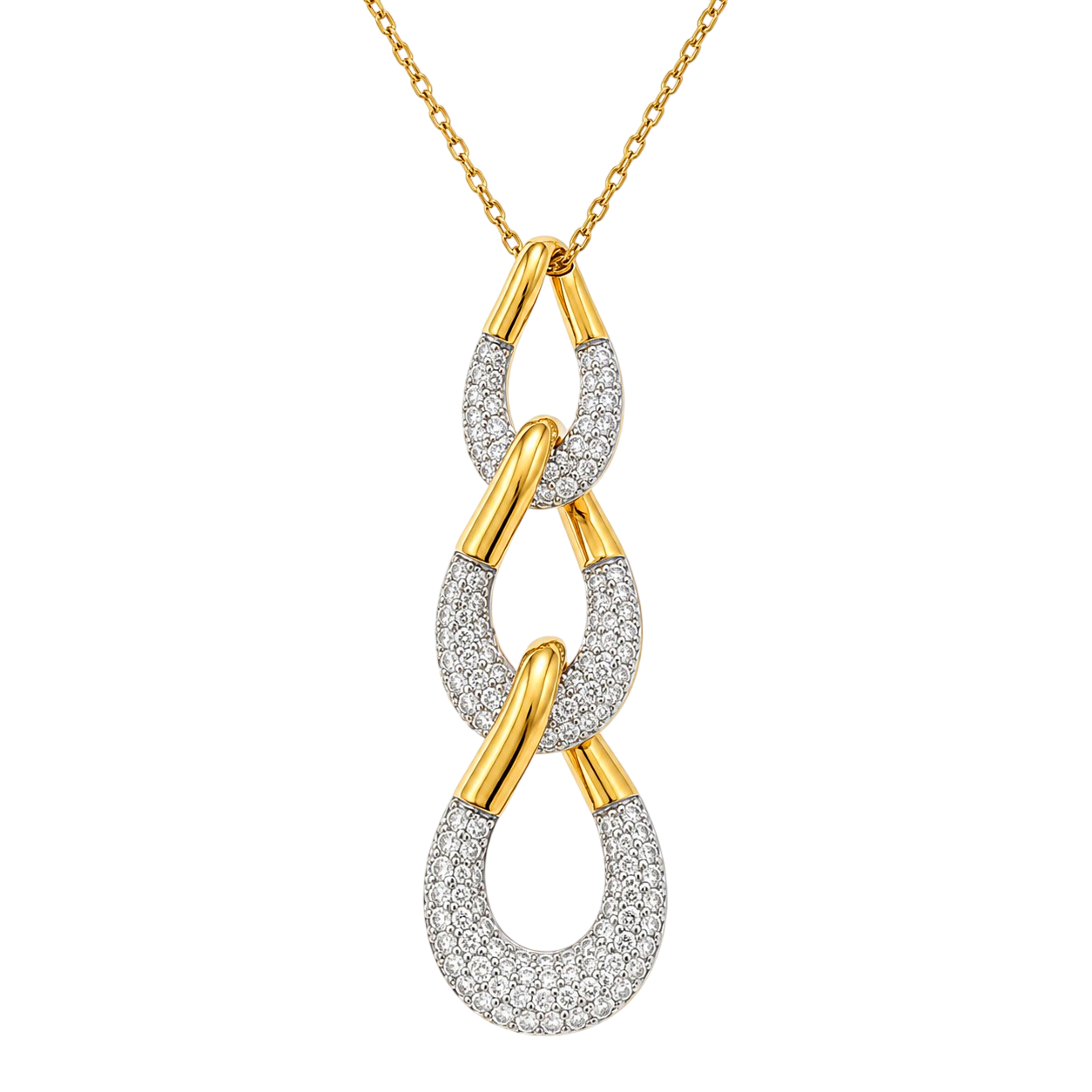 Collier Maillons Entrelacés Zirconium – Plaqué Or 18 Carats