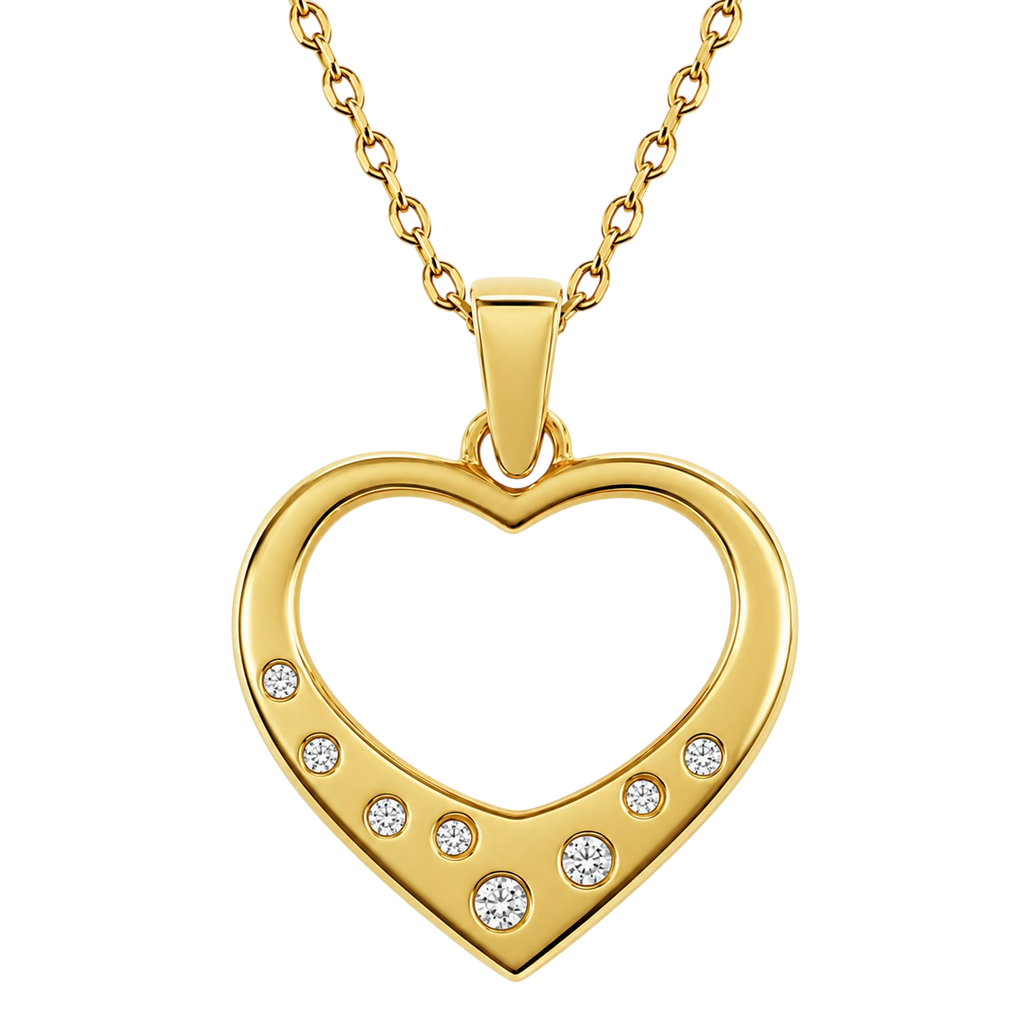 Collier Cœur Zirconia Plaqué Or Jaune 18 Carats