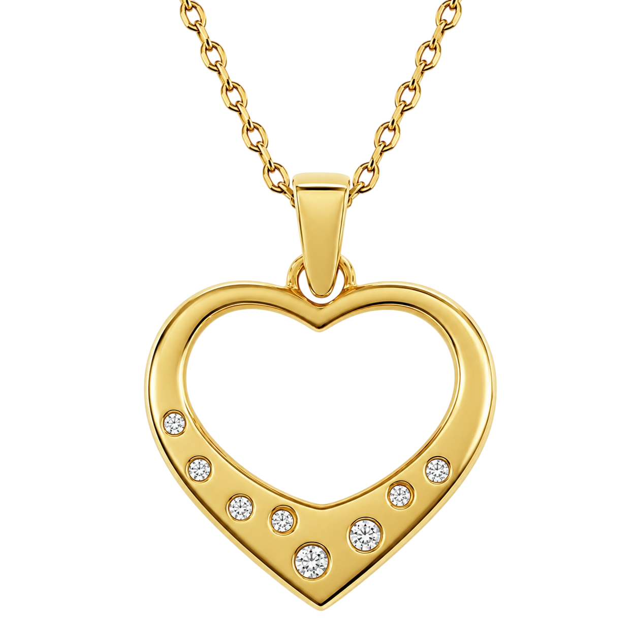 Collier Cœur Zirconia Plaqué Or Jaune 18 Carats