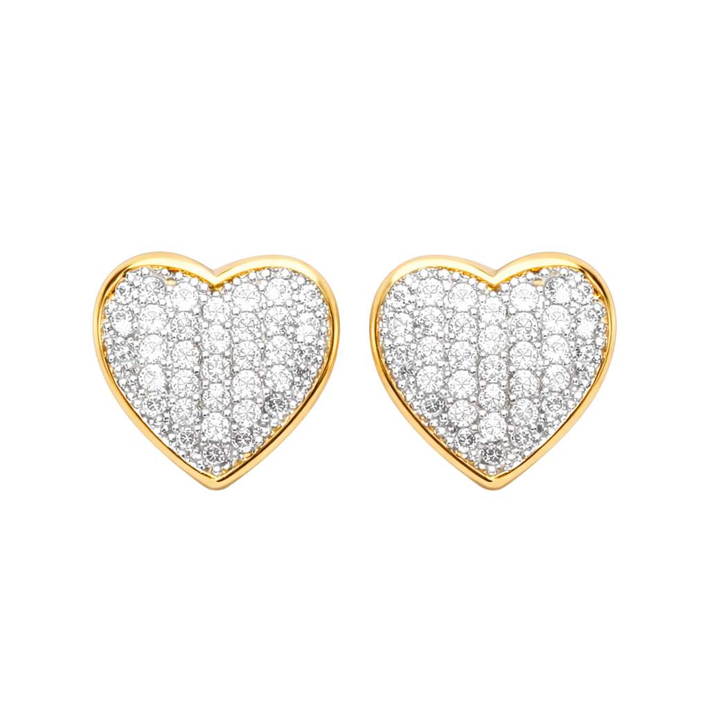 Boucles d’oreilles Cœur – Plaqué Or 18 Carats & Zirconium