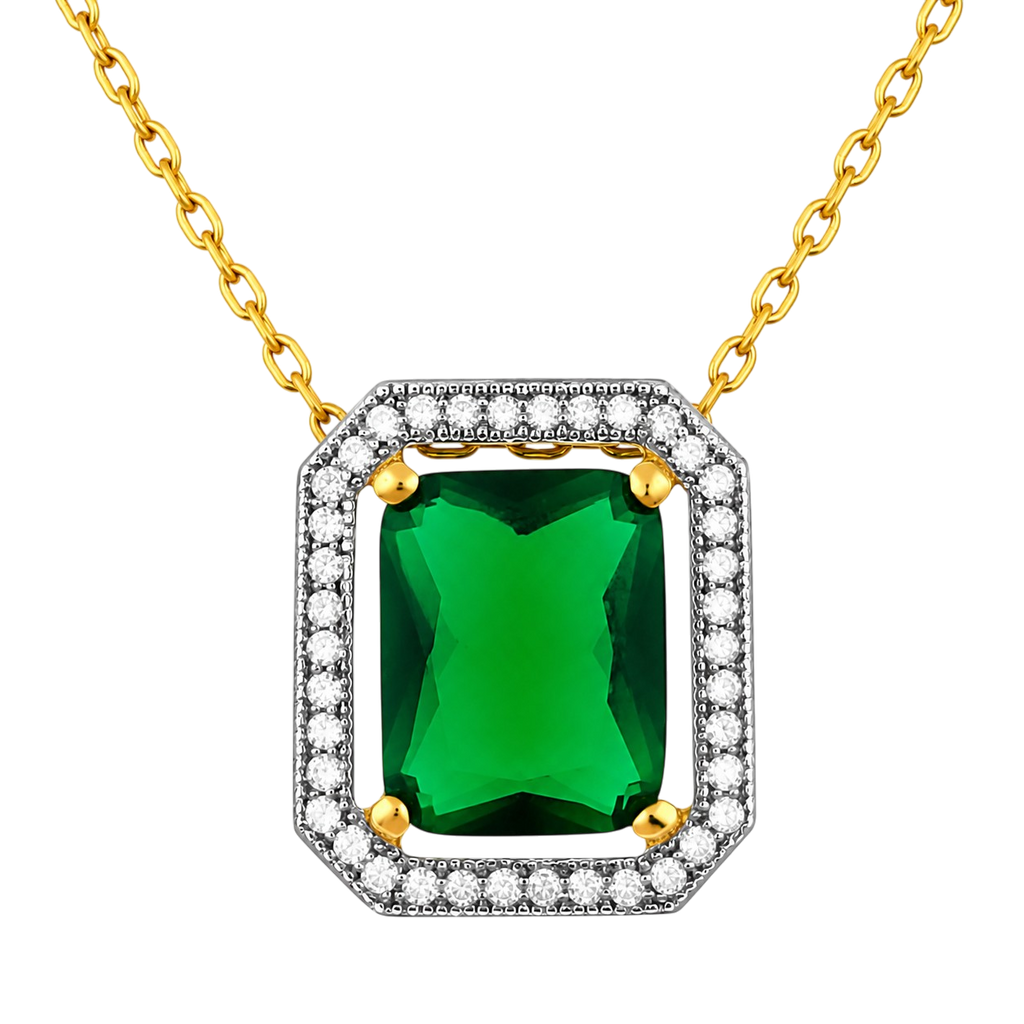 Collier Émeraude Royale – Plaqué Or Jaune 18 Carats