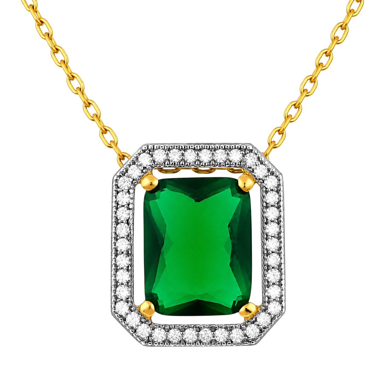 Collier Émeraude Royale – Plaqué Or Jaune 18 Carats