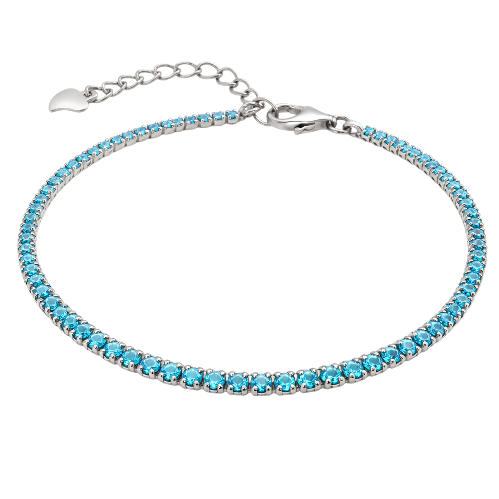 Bracelet en argent 925 rhodié & imitation turquoise