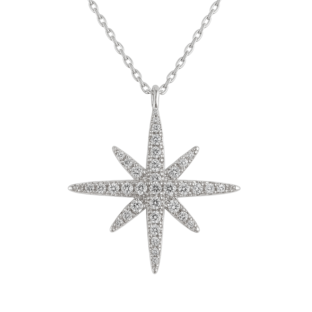 Collier Étoile en Argent 925 Rhodié – Zirconium étincelant