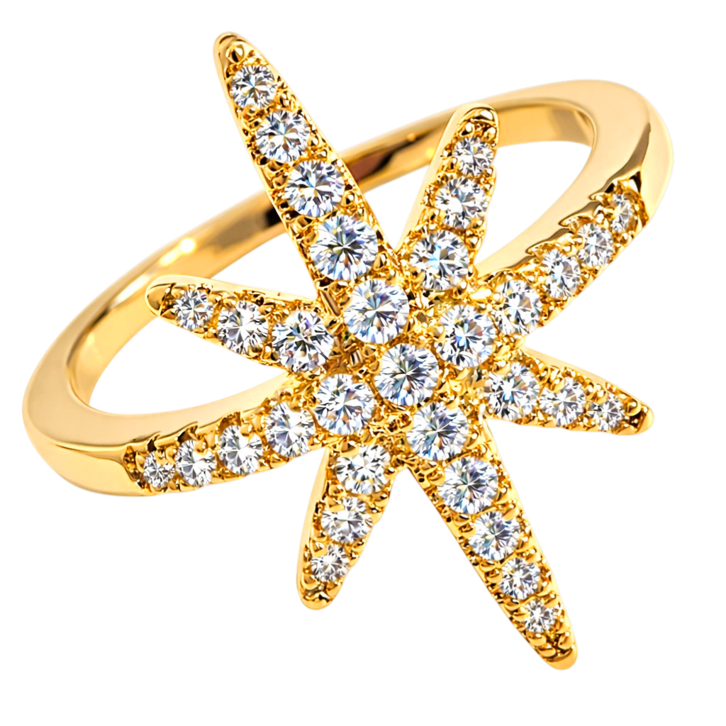 Bague Étoile en Plaqué Or 18 Carats & Zirconium – Éclat Élégant