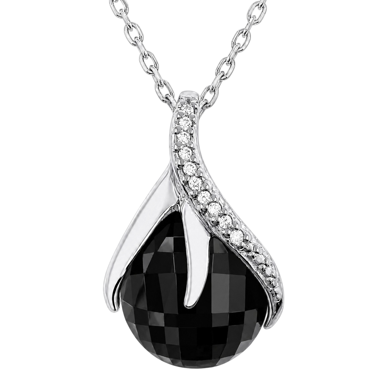Collier Goutte Éclat Argent 925 Rhodié & Zirconium noir