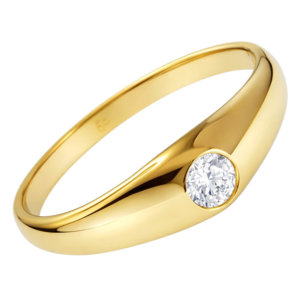 Bague Fine Plaqué Or 18 Carats & Zirconium – Élégance Minimaliste
