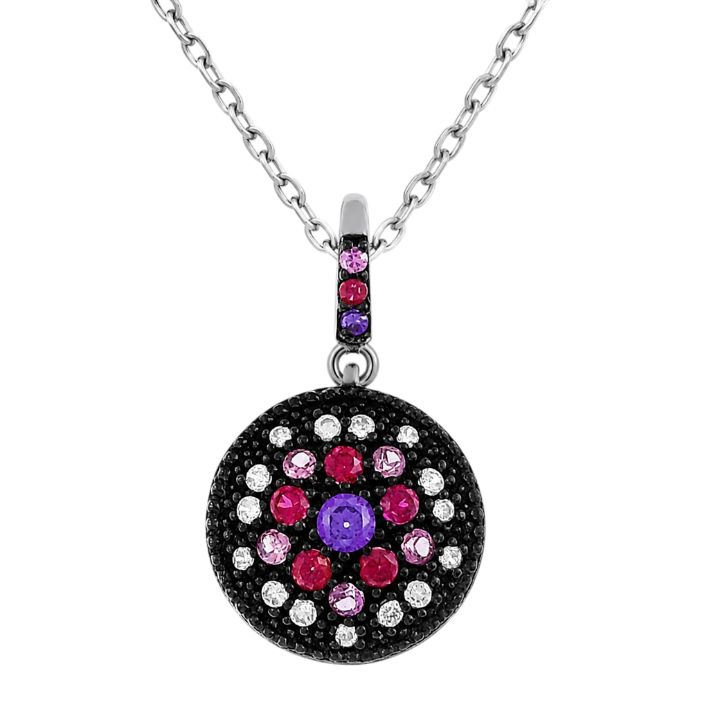 Collier Argent 925 Rhodié & Zirconiums Multicolores