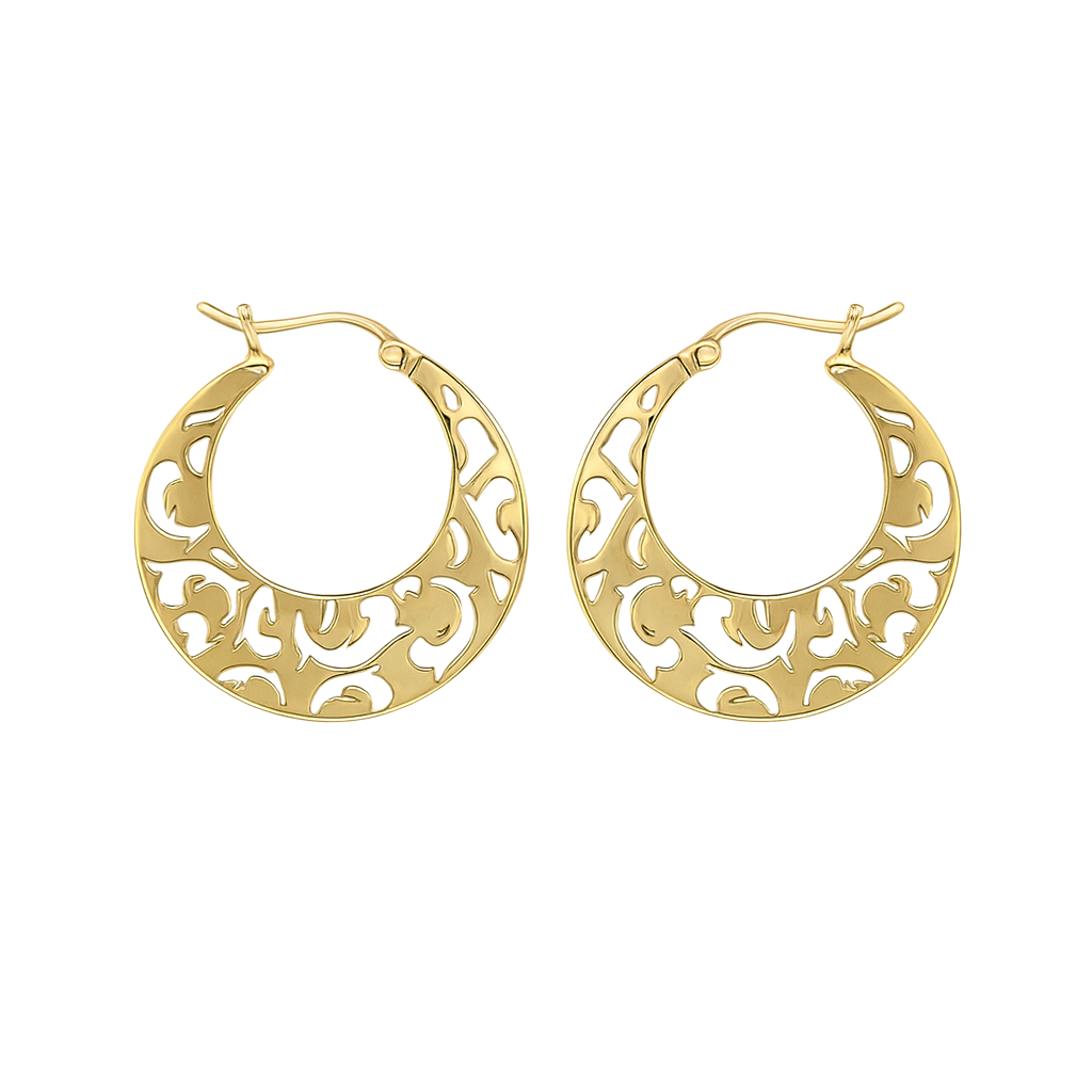 Boucles d’oreilles créoles ajourées – Plaqué or