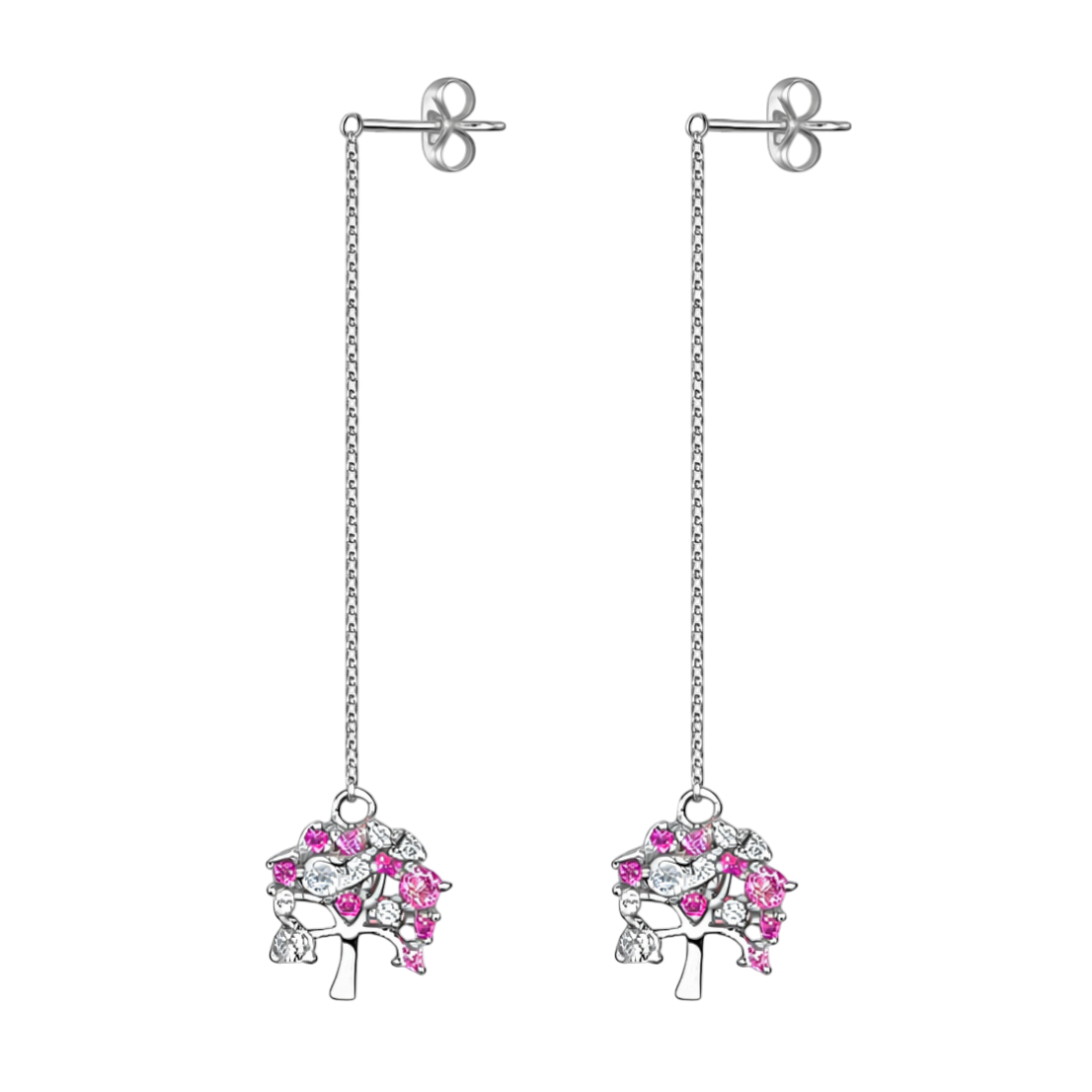 Boucles d’oreilles Arbre de Vie – Argent 925 rhodié & Zirconium