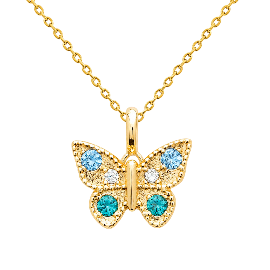Collier Papillon – Plaqué Or 18K & Zirconium