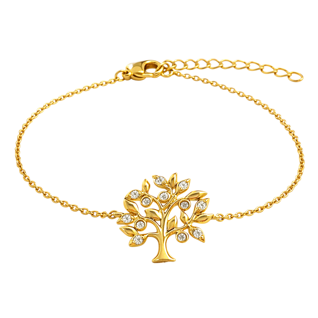 Bracelet Arbre de Vie – Plaqué Or 18 Carats & Zirconiums
