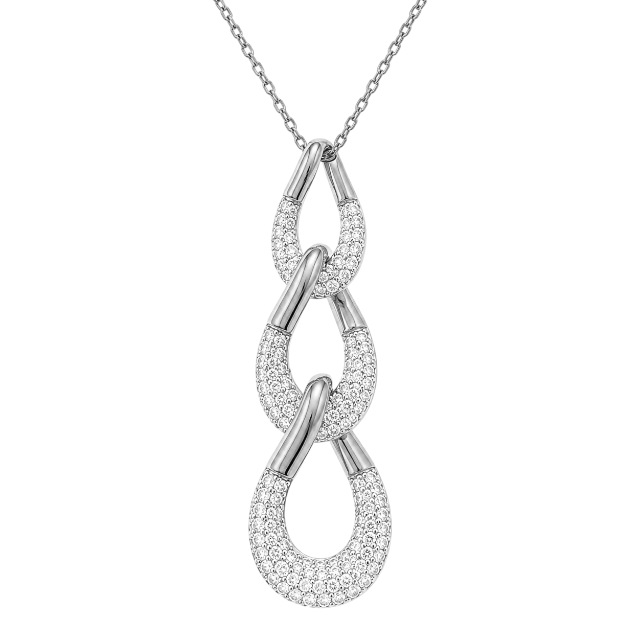 Collier Maillons Entrelacés Argent 925 Rhodié & Zirconiums