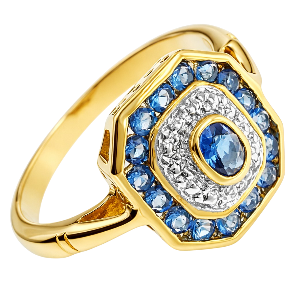 Bague Éclat Bleu – Plaqué Or 18 Carats