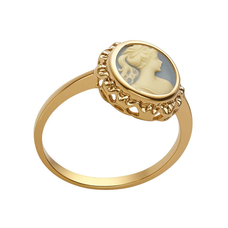 Bague Camée Bleu – Plaqué Or  | Bijou Femme Élégant & Intemporel