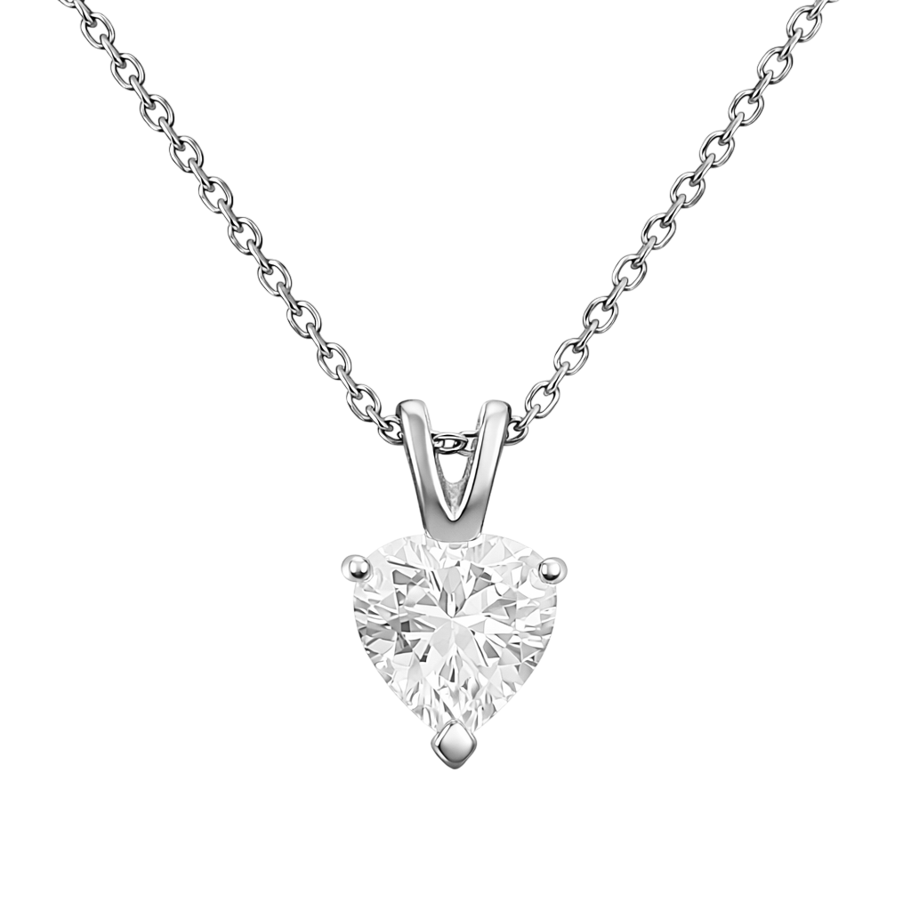 Collier Cœur en Argent 925 Rhodié & Zirconium