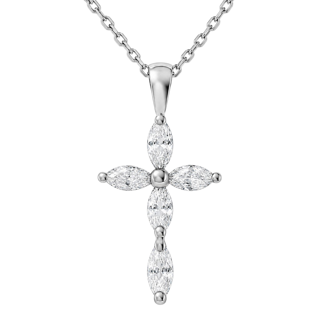 Collier Croix – Argent 925 Rhodié & Zirconiums