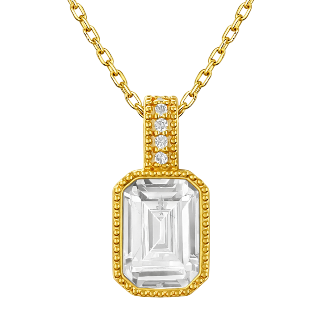 Collier Éclat Rectangulaire – Plaqué Or 18 Carats & Zirconium