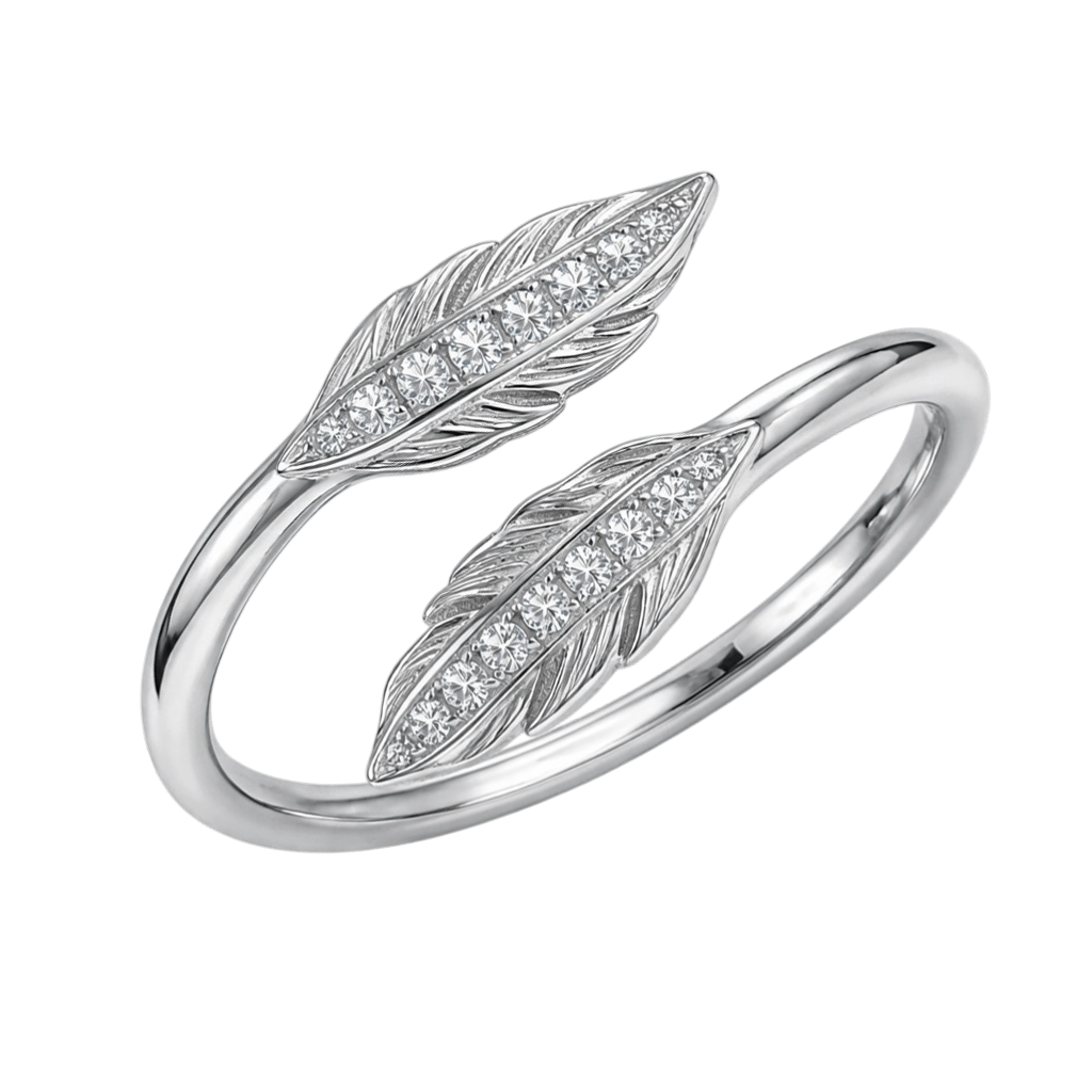 Bague Feuille Élégance – Argent 925 Rhodié & Zirconiums