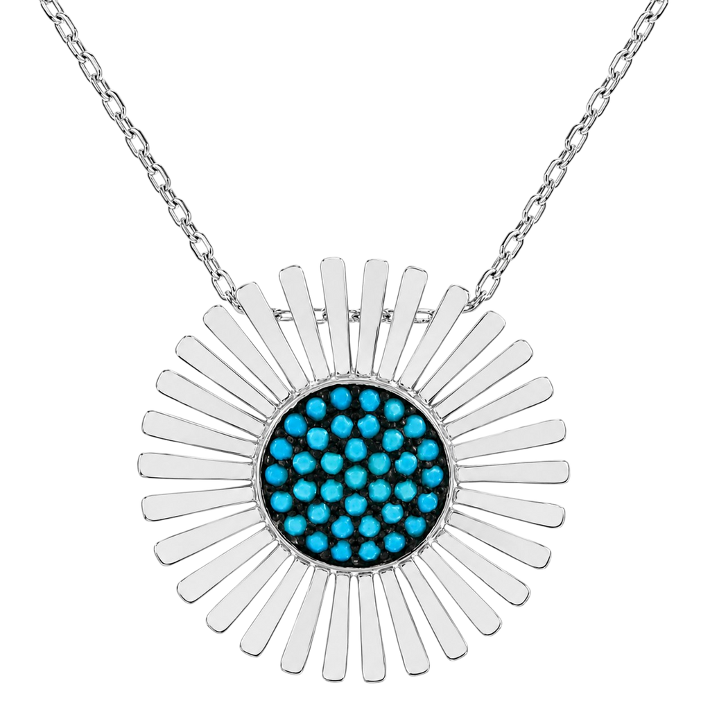 Collier Soleil Turquoise Argent 925 Rhodié